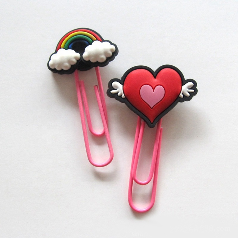 Custom cute rubber bookmark pvc paper clip