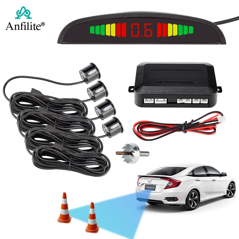 Car Auto Parktronic LED Parking Sensor with 4 Sensors Reverse Backup Car Parking Radar Monitor Detector System Display