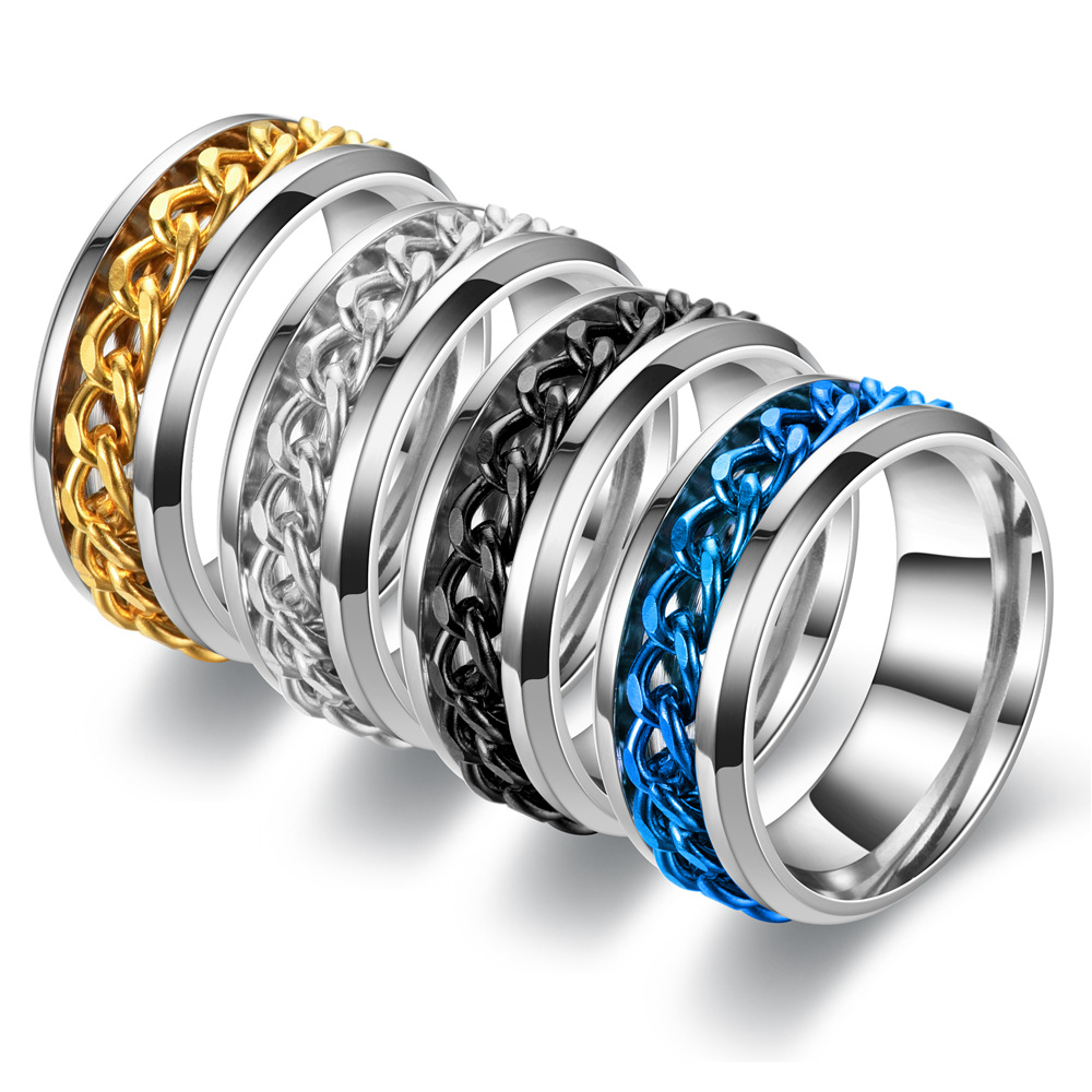 Cheap Promotional Life Men Anxiety Video Custom Titanium Steel Gold Metal Beer Can Bottle Opener Corkscrew Finger Spinning Ring