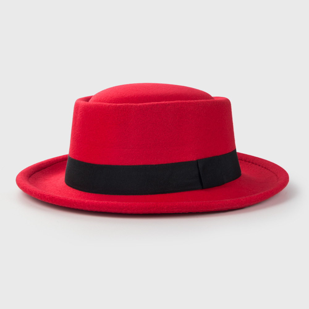 HT-1193; Сезон осень-зима тенденция в минималистском стиле осень Шлемы Fedora шляпы джазовые шляпы повседневные Элегантные туфли в стиле унисекс плюшевые сплошной цвет ремень фетровая шляпка шерстяная шапка