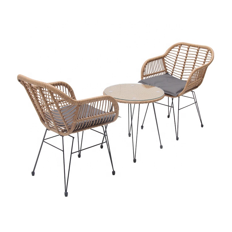 3 Pieces Chairs And Coffee Table Leisure French Country Patio Wicker Outdoor Dining Chair Set