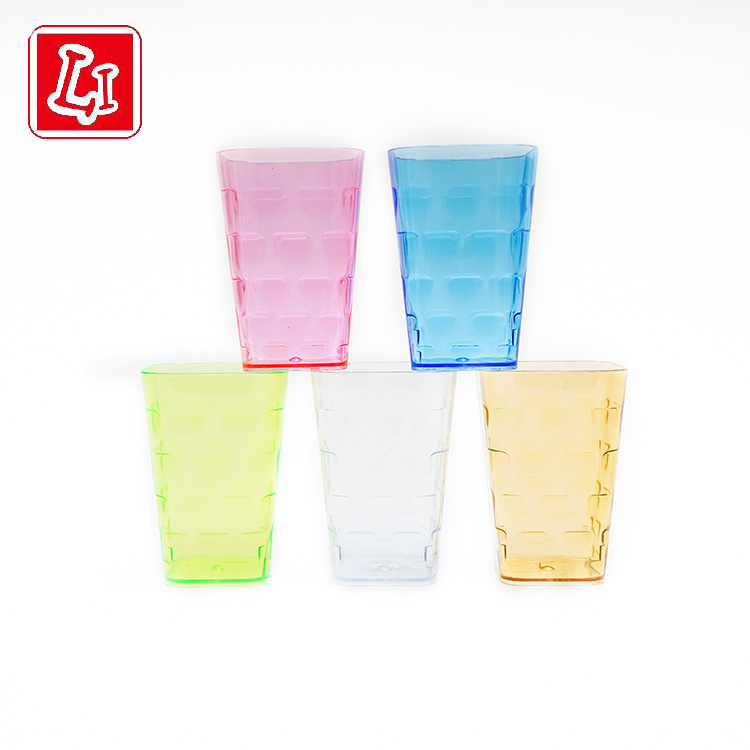 Color plastic cup five colors available square mouth cup drink cup