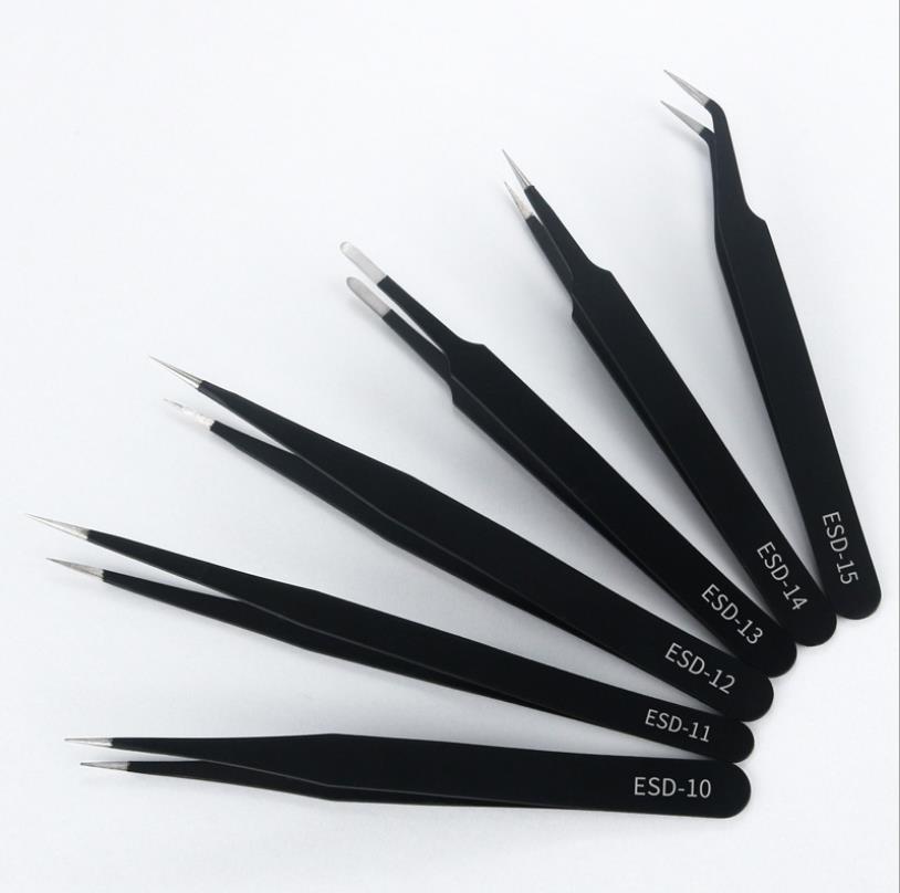 Stainless Steel ESD Pointed Tweezer Black Tweezers