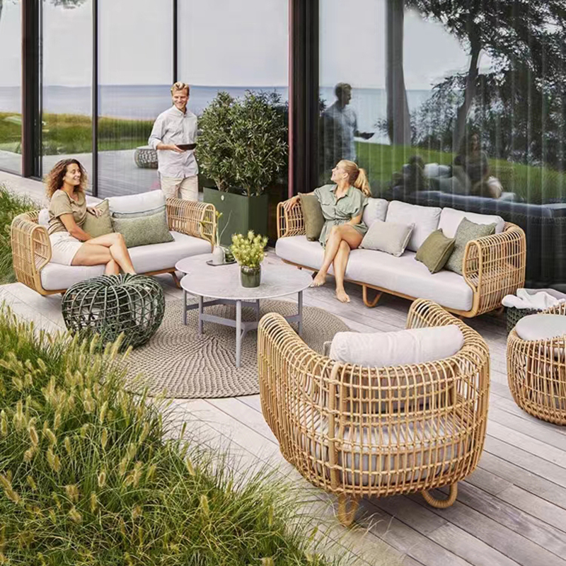 Outdoor Garden Patio Plastic Rattan / Wicker Woven Furniture Wicker Rattan Sofas Set From Artificial Rattan South Africa