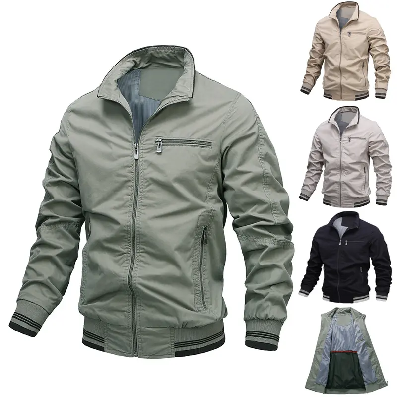 Custom Stand Collar Waterproof polyester windbreaker jacket wholesale Men Business Casual Soft Shell Jackets