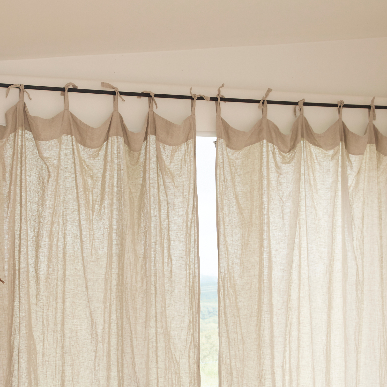 Natural Sustainable Undyed and Stonewashed French Linen Curtain for Living Room