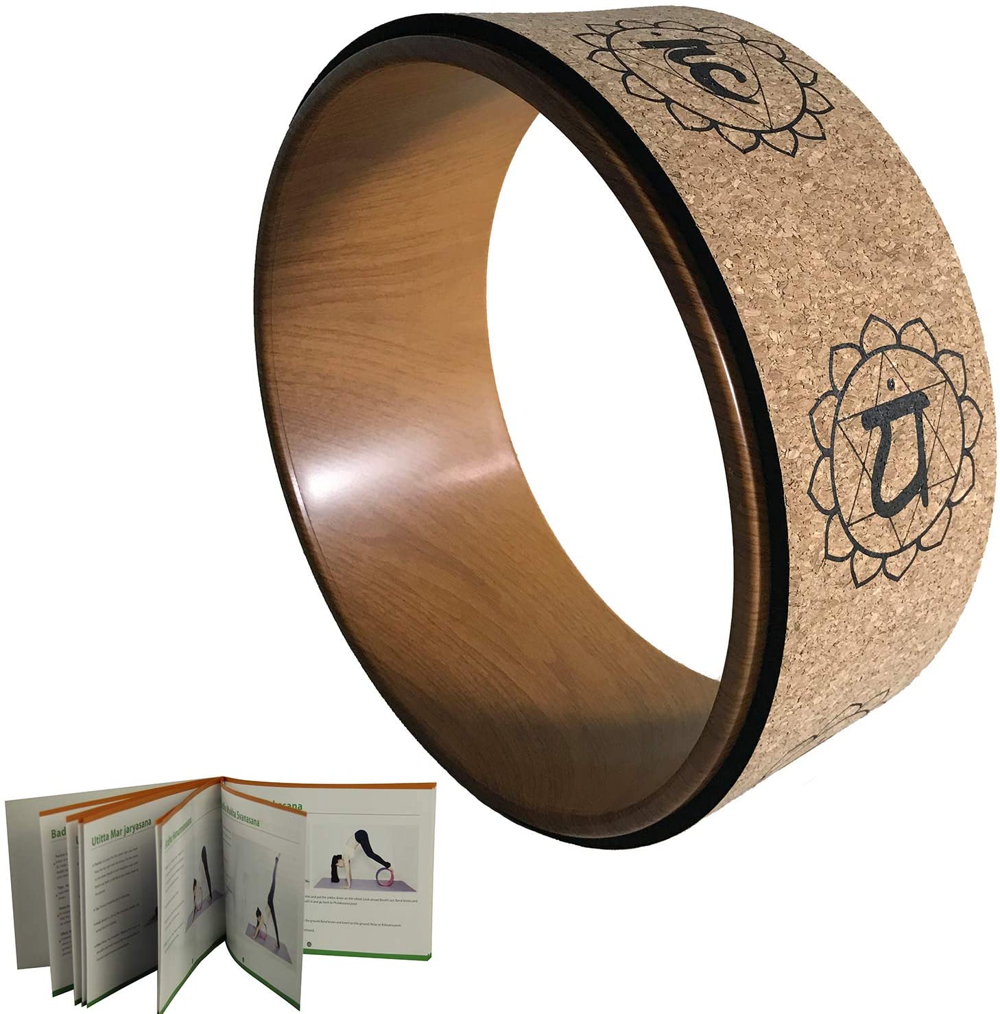 Yoga Wheel 13 "с наиболее подробной книгой, пошаговым руководством о том, как делать более 30 поз! Идеально подходит для растяжки и улучшения обратного изгиба