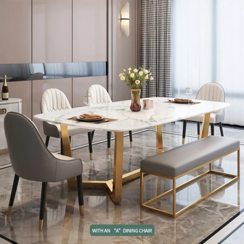 Wholesale Dining Room Furniture Sets Dining Table Set 6 Seater Marble Top Dining Table With Chair