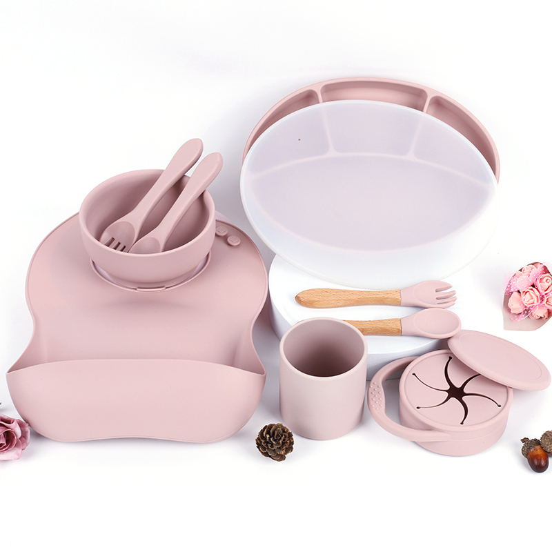 Sample Available Baby Feeding Supplies eco bib bowl infant plate cups Silicone dinnerware baby training bowl sets for baby