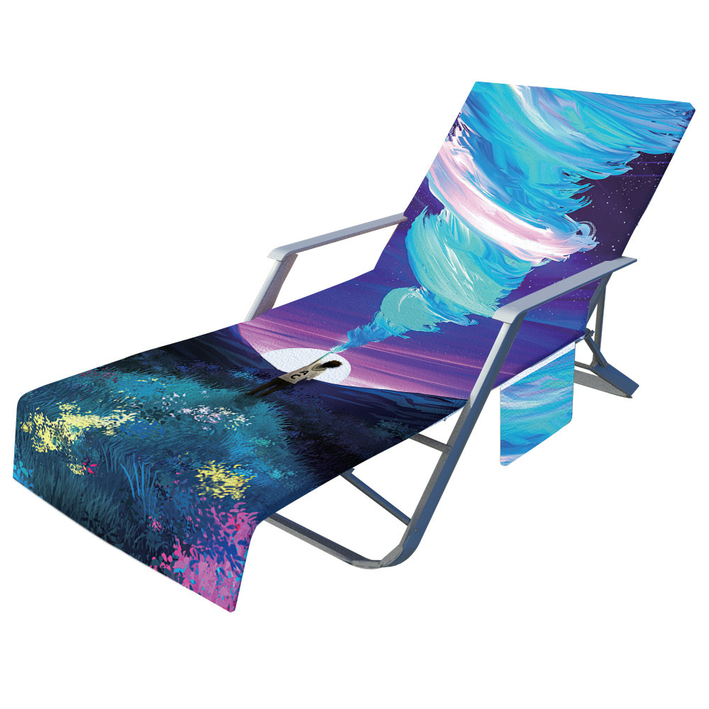 Чехол на пляжное кресло Tie-Dye, шезлонг из микрофибры, полотенце, чехол с карманами для хранения, шезлонг для бассейна, одеяло для отеля и сада