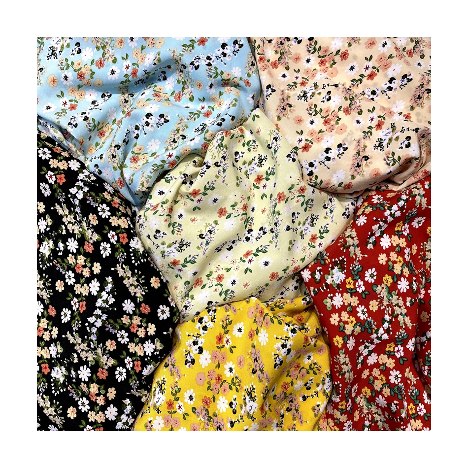 Elegant water resistant fabric 100D four way stretch floral printed fabrics for woman wedding dresses polyester clothing