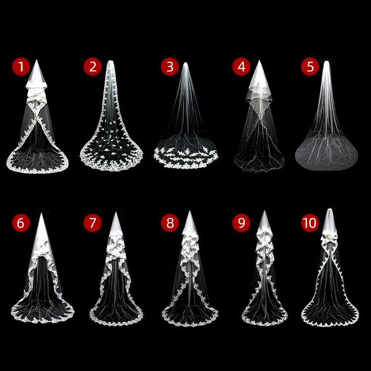 Фата свадебная Qushine, длинная кружевная со шлейфом, свадебная, 3 м, несколько стилей