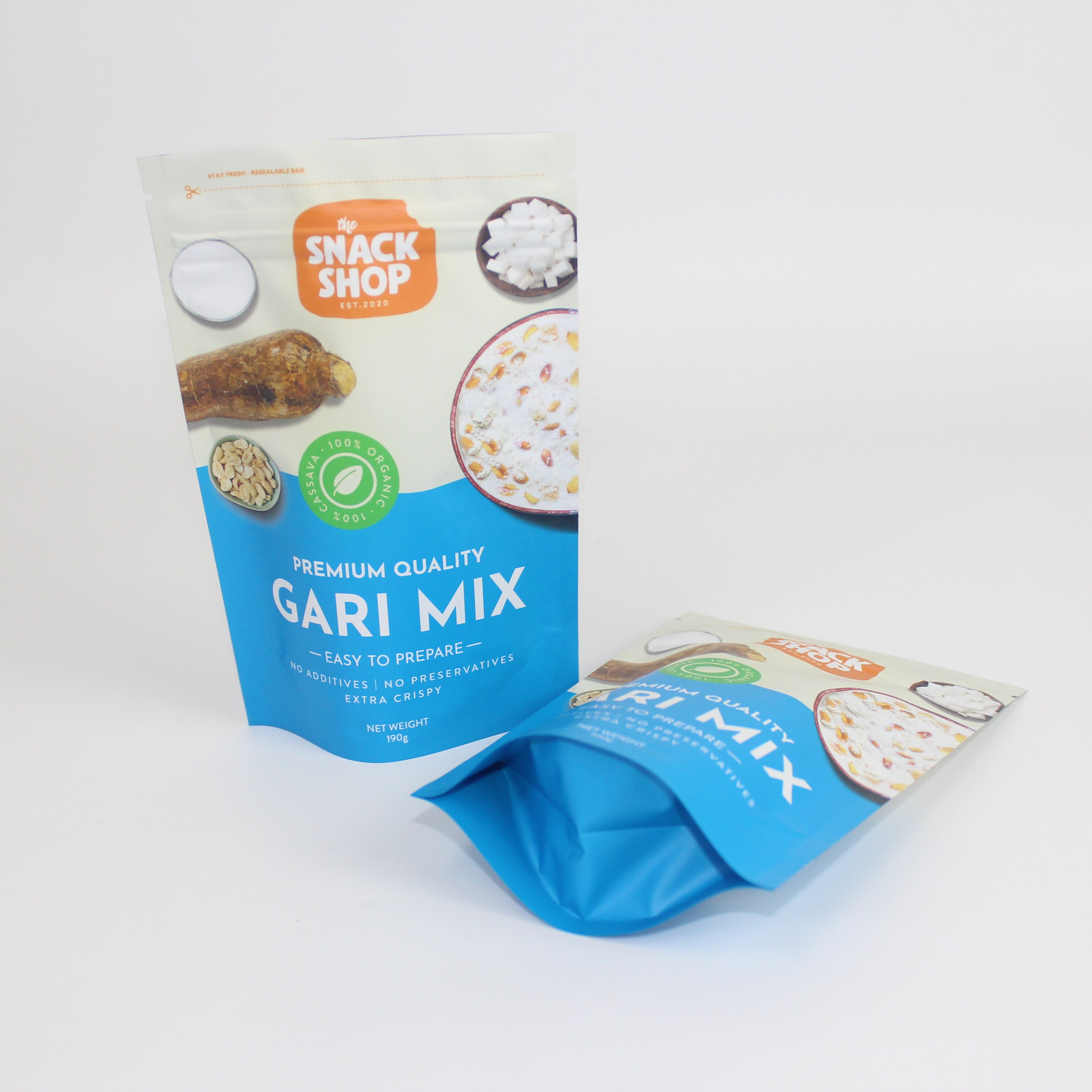 Accept customized 190g cooking powder packaging stand up zip lock food bags plastic aluminium foil mylar pouch