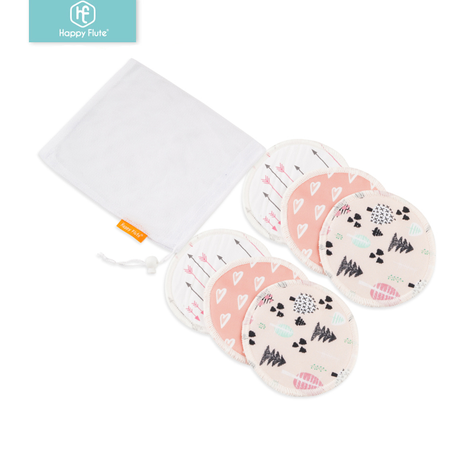 Happyflute waterproof 6 piece set bamboo nursing breast pads for mom ECO-FRIENDLY reusable washable feeding pads