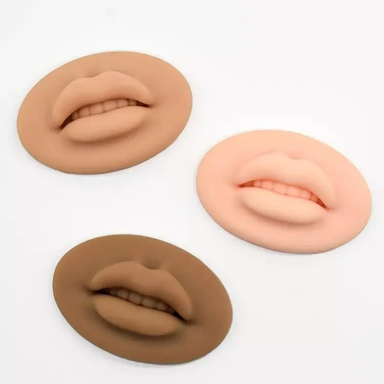 High Quality 100% Silicone 3D Lip Permanent Makeup Practice Skin Brown Nude Color Open Mould Lip Microblading Training Skin