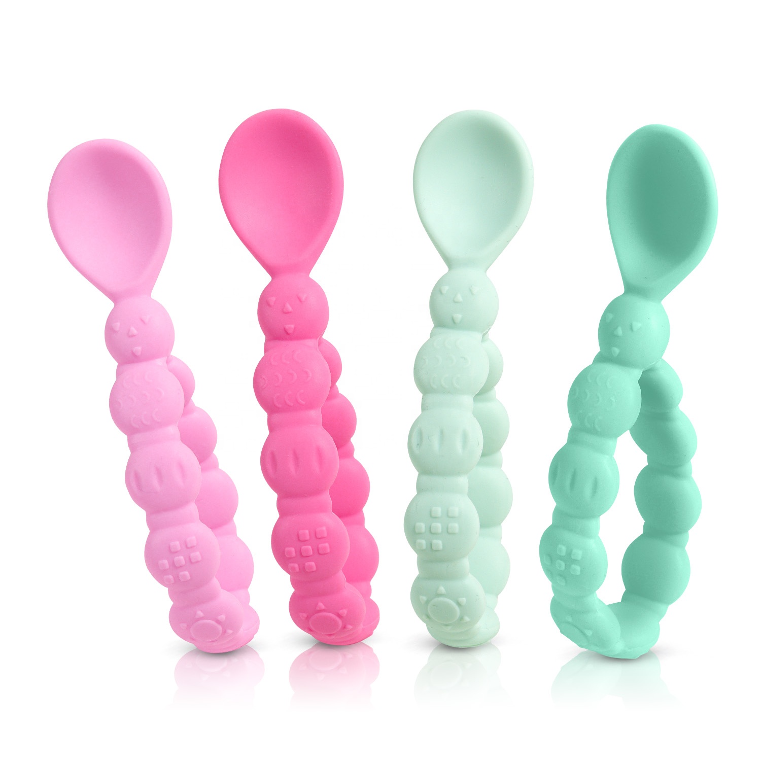 Hot selling ring shaped food grade utensils set silicone baby spoon baby feeding supplies