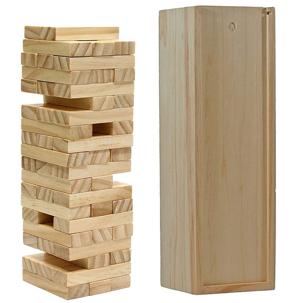 Деревянный блок штабелирование Timbers Game Tower - 12 дюймов с деревянной коробкой и гигантскими натуральными блоками