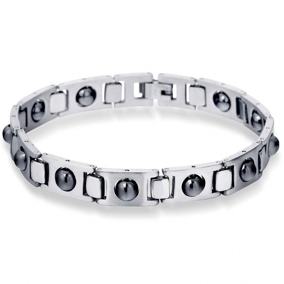 2021 Newest Silvery Titanium Steel Watchband Bracelet Stainless Steel Beads Wristband Bracelet For Men