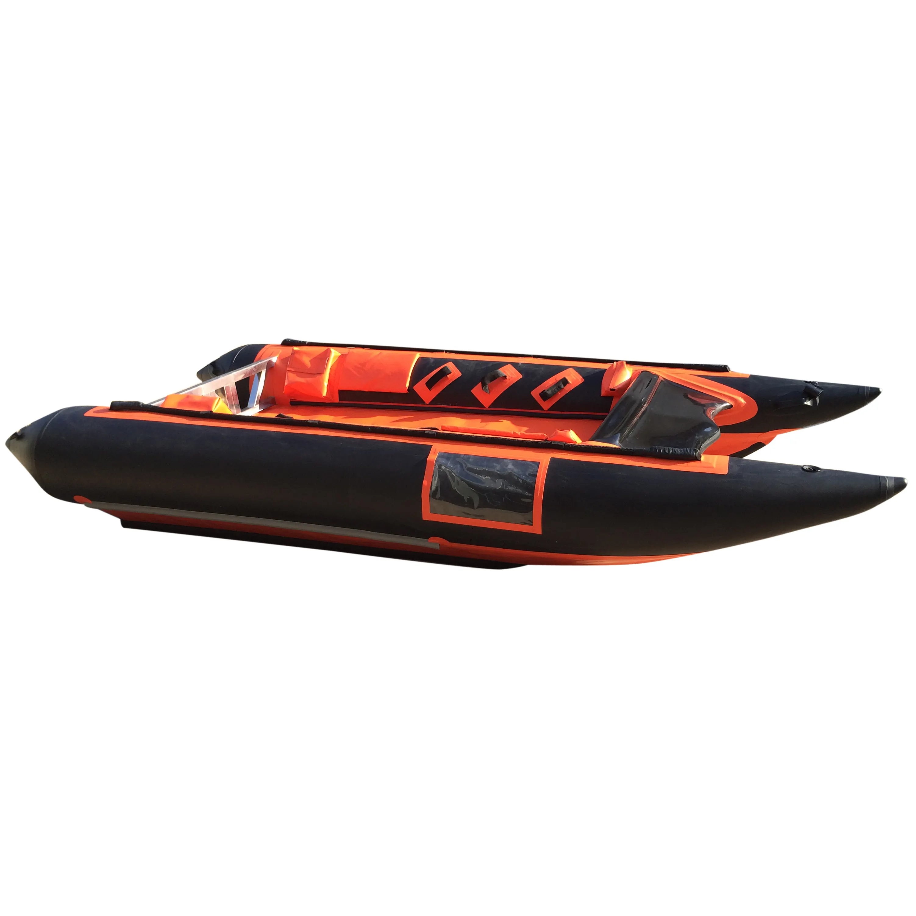 Qingdao Goethe factory 12.3ft 410cm Inflatable  Fishing Canoe Water Sports aluminum Inflatable Boat Fishing catamaran
