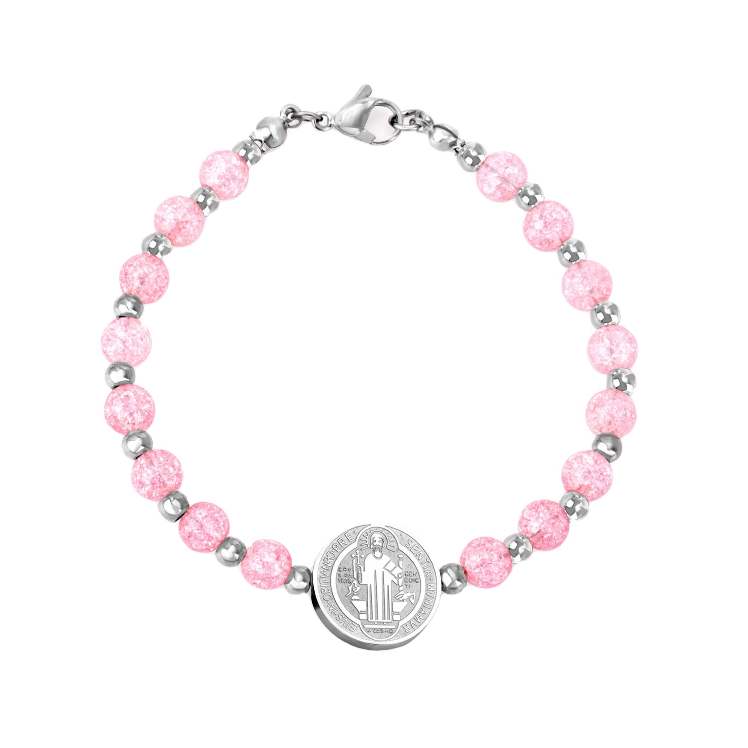 Religious jewelry stainless steel gold plated crystals healing stones JESUS bracelets