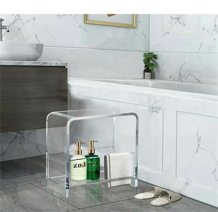 Modern Acrylic Shower Bench Bathroom Stool