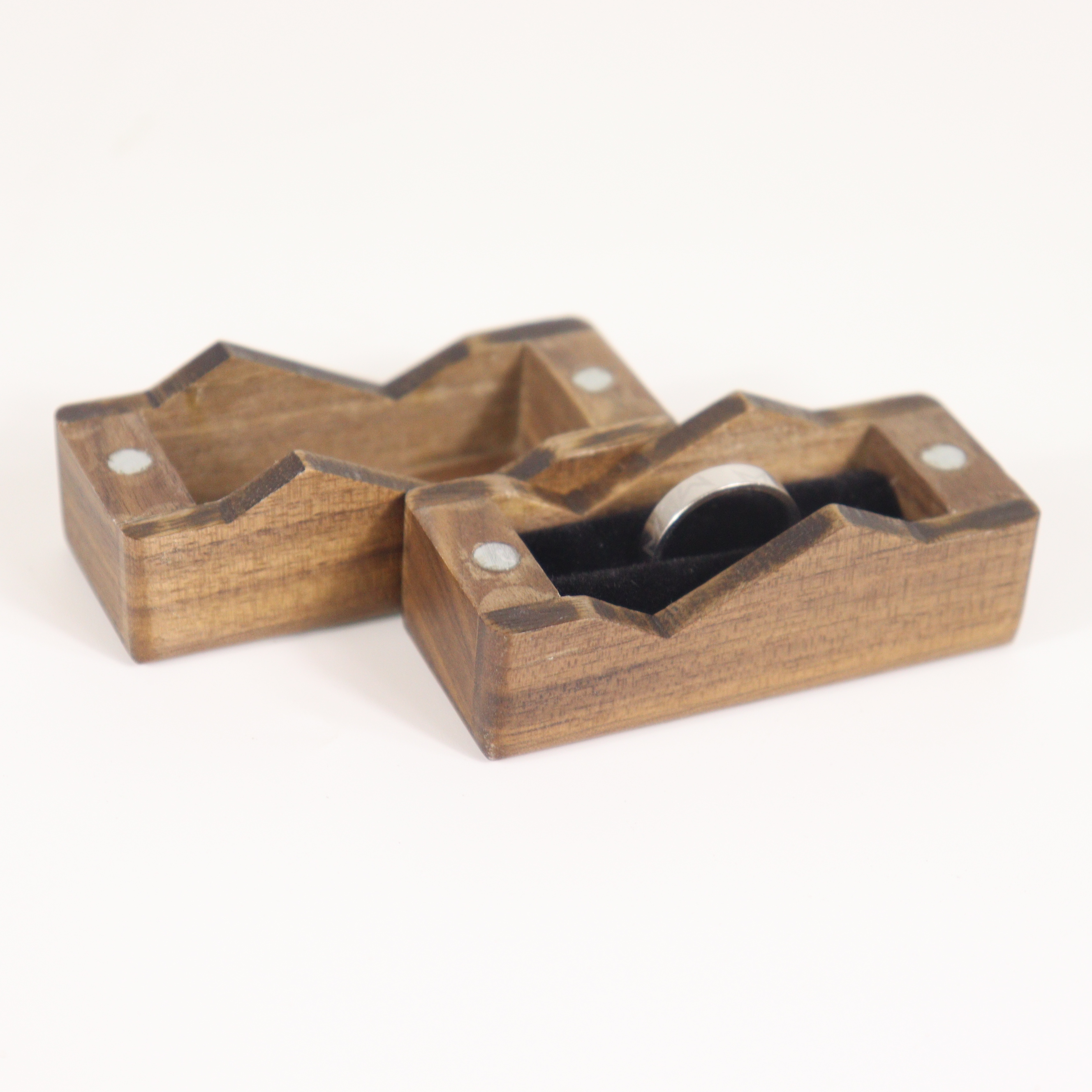 High quantity mini ring box packaging wooden jewelry box with velvet inner card