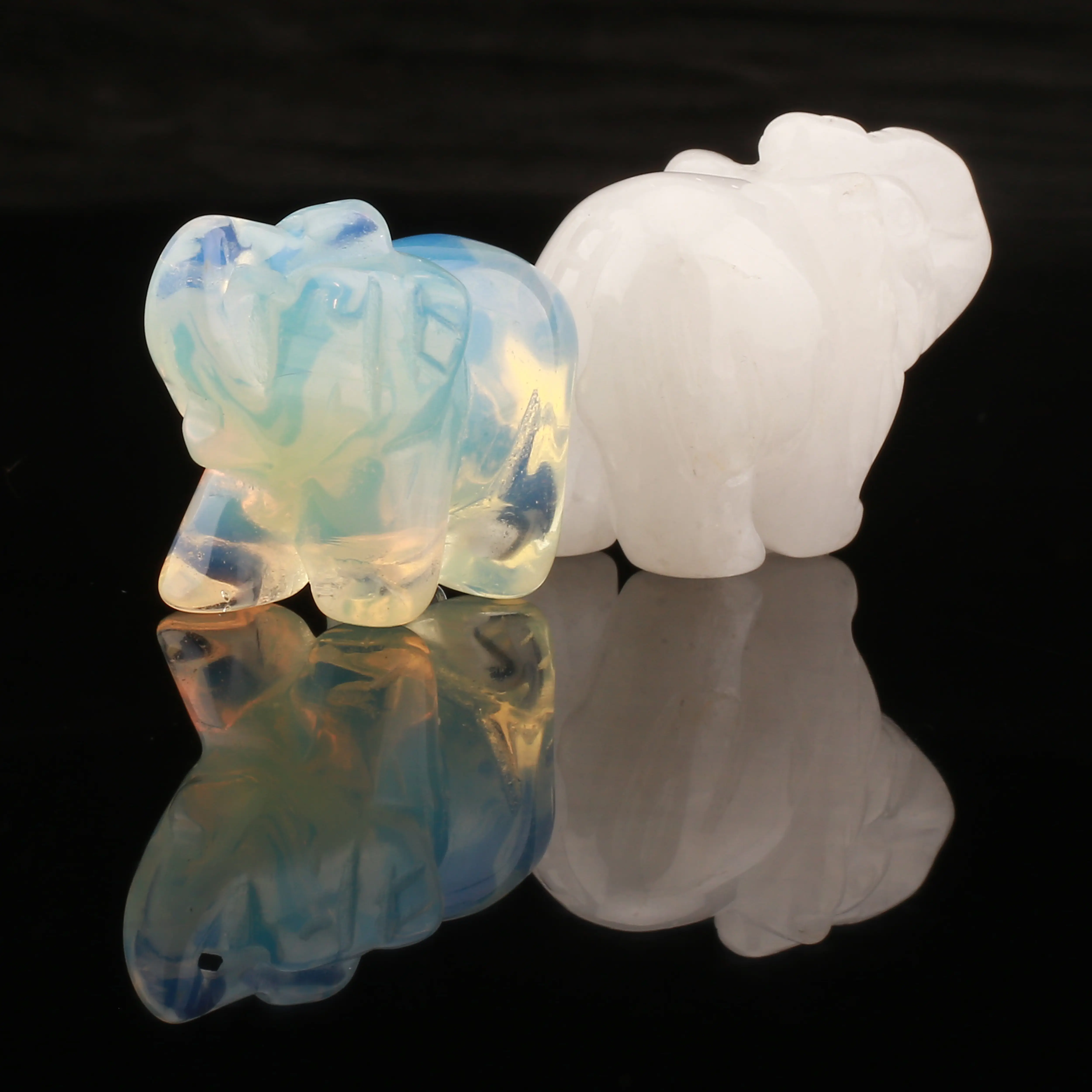 Rose Quartz Crystal Elephant Sculpture Statue Crafts Healing Reiki Pocket Gemstone Figurines