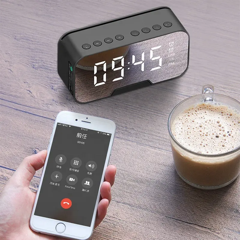Hot selling mirror clock with speaker FM radio LED digital alarm clock