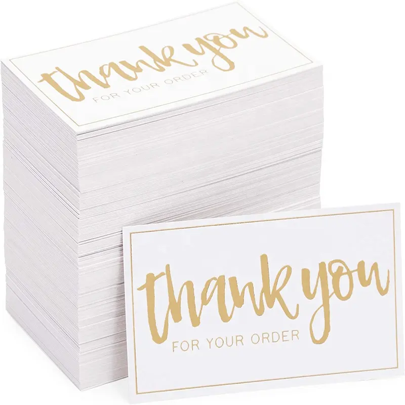 Customized white Printed Gold Foil Custom Paper Letterpress greeting business Thank You card