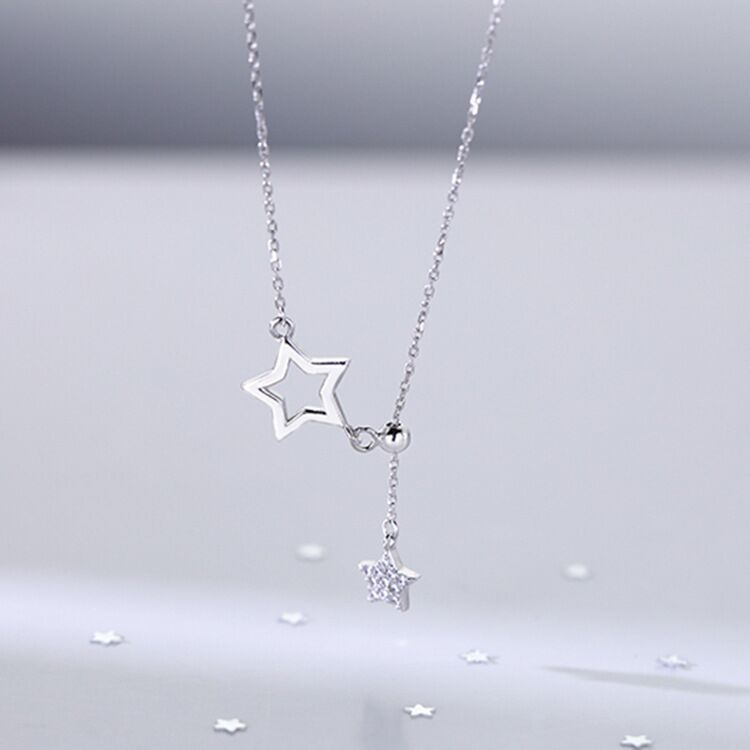 LUOXIN Wholesale Trendy Necklaces Jewelry Hollow Star Zircon Pendant Choker Necklaces