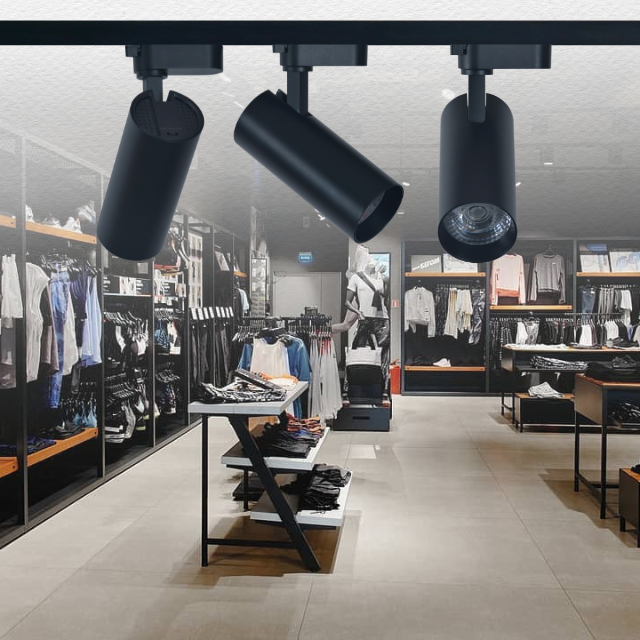 RONSE LED COB Indoor Track Light Power & CCT Addjutable Aluminum Single-phase Track Light Reflector Museum 30w