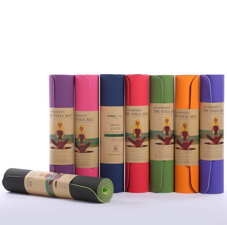 Premium tpe yoga mat double layer yogamat tpe, non-slip tear-resistant fitness 6mm custom logo eco friendly yoga mat
