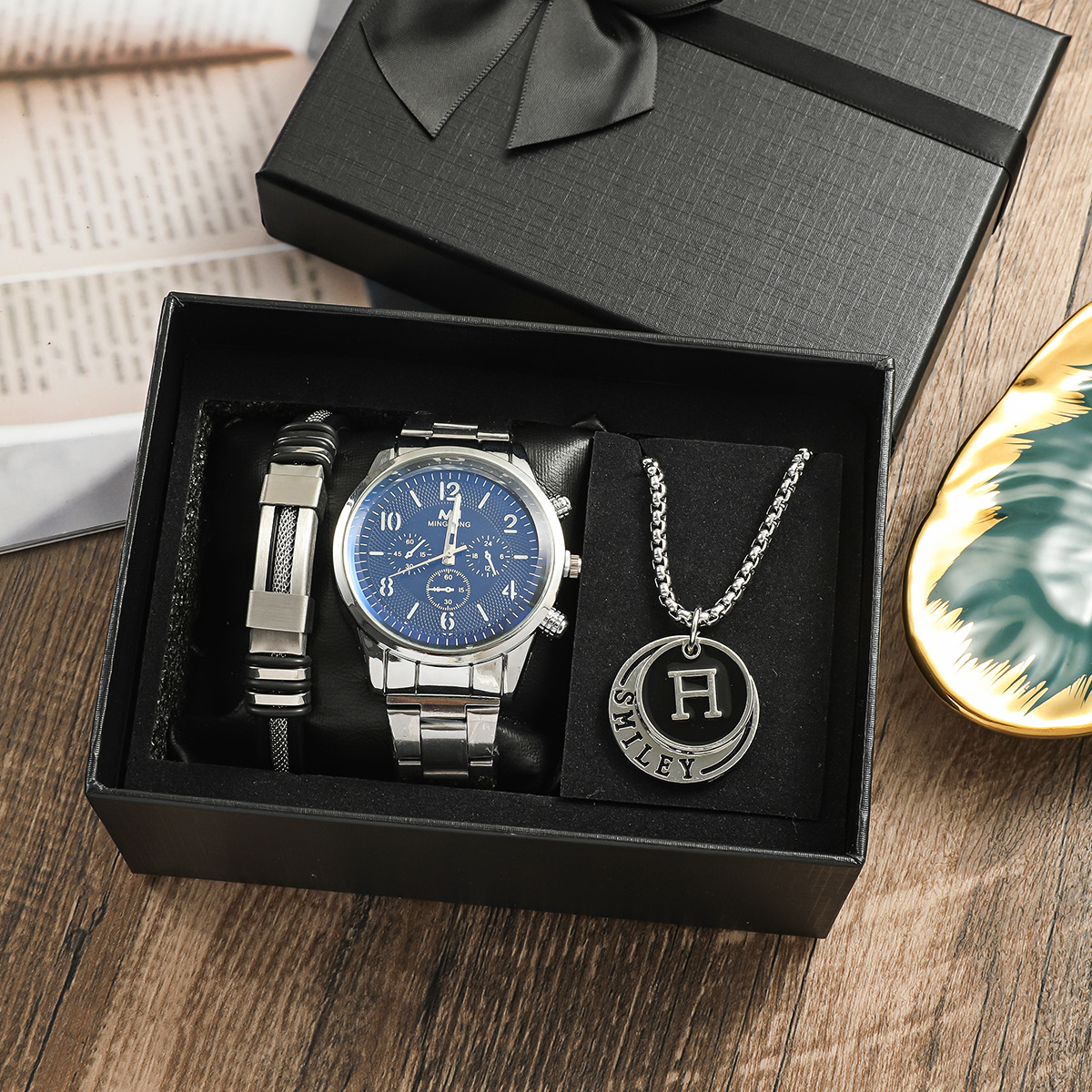 Coffret cadeau homme montre et браслет часы и браслет подарочный набор для мужчин