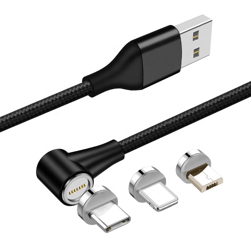 L-образный нейлоновый Плетеный 3A кабель для быстрой зарядки 3 в 1 USB-кабель Micro Magnet Cable Charger