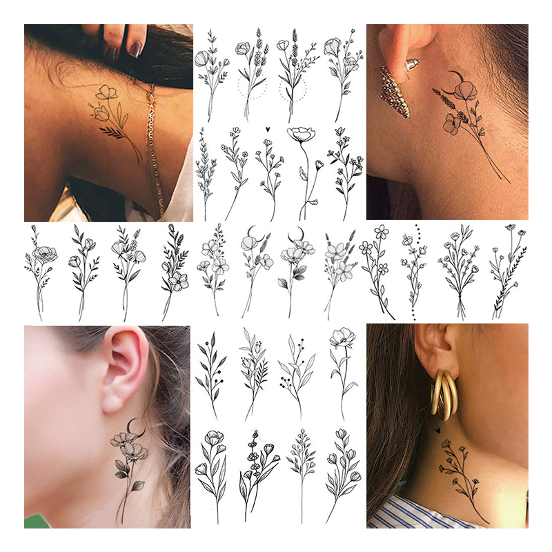 Tiny Small Temporary Tattoos For Kids Boys Girls Fake Black Tiny Temporary Tattoo Body Sticker Hand Neck Wrist Art Fashion