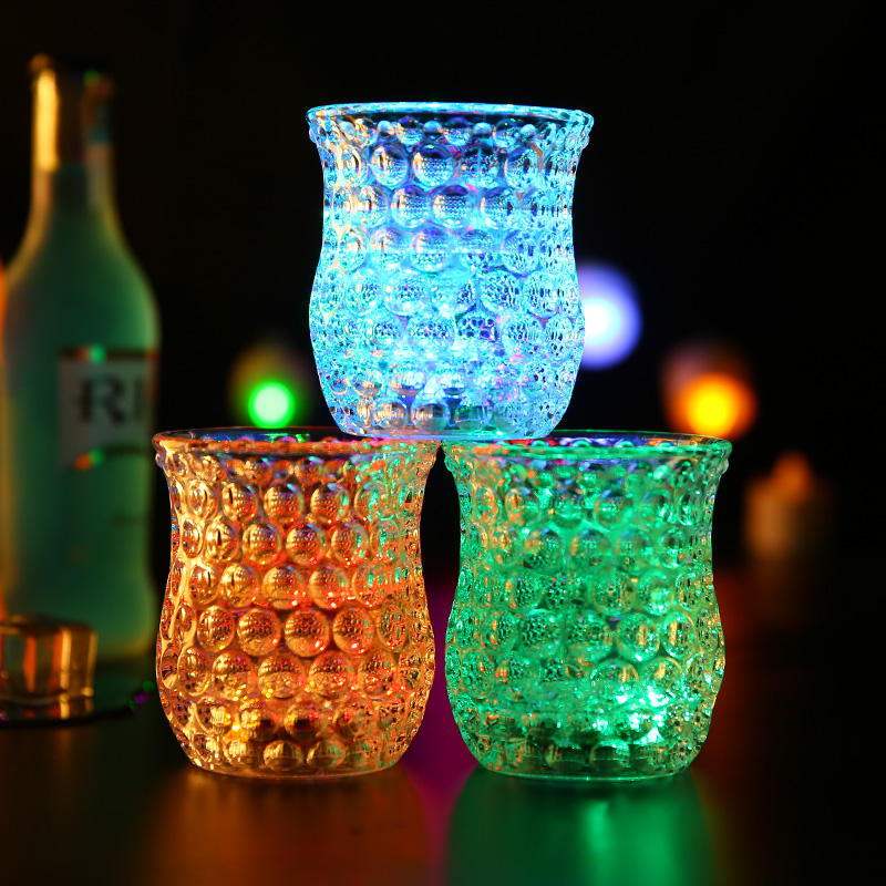 New Design Honeycomb Concave Shape Plastic PS Cup 7oz Light Up Cups Led Flashing Wine Glass For Bar Party