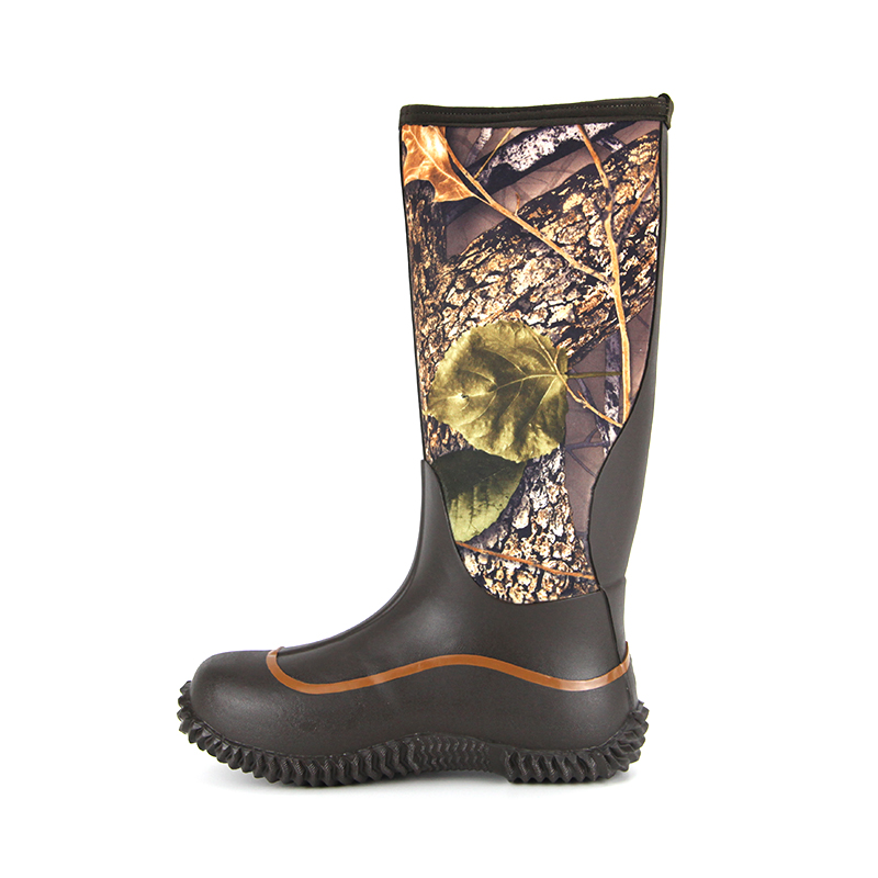 High quality waterproof camouflage hunting rain boot men neoprene anti slip boots for men