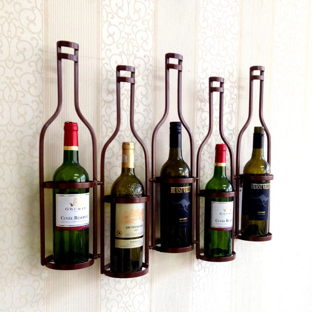 Retro Wine Rack Wall Hanging Home Restaurant Wall Shelf Wine Cabinet Holder Pendant Decoration Wine Rack Bar Table Decoration
