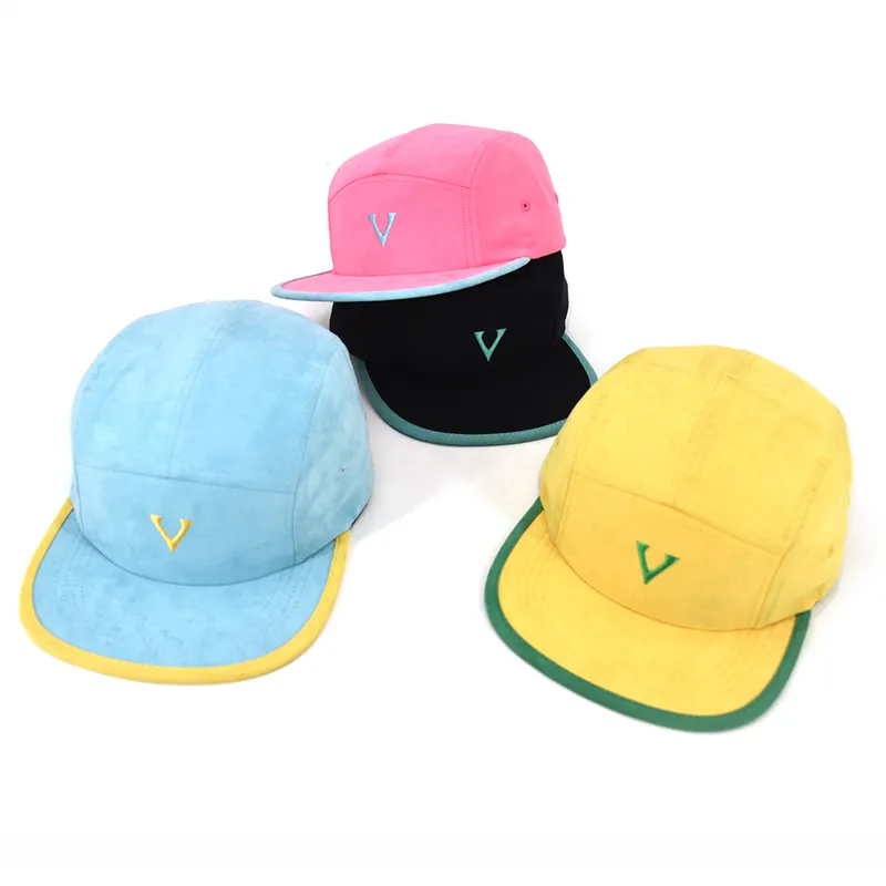 Multi-color Custom Blank Plain 5 Panel Hats ,Wholesale Design Your Own Woven Label Embroidery Camp 5 panel cap