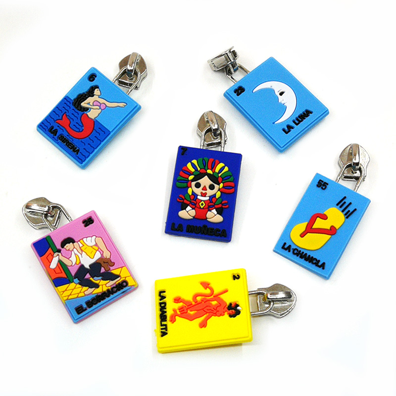 Custom Rubber 2D Soft pvc design Zipper Sliders charms customized hot zipper puller via DHL/Fedex