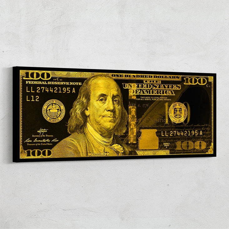 Мотивационный плакат на 100 долларов сша, настенная живопись маслом на холсте, картина для гостиной, домашний декор