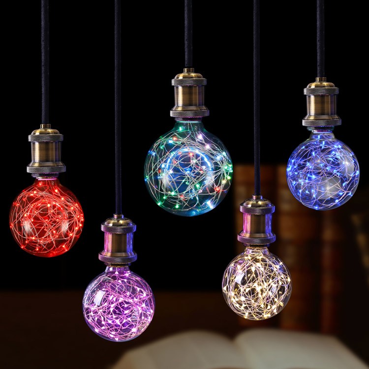 G95 G125 ST64 G80 Edison LED Творческий цветная лампа Ресторан Бар КТВ медный провод декоративные лампочки RGB 110V 220V 240V