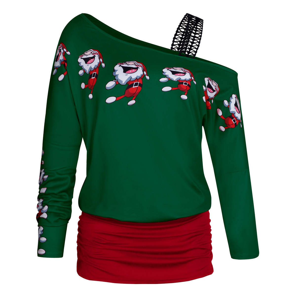 Women's Long Sleeve Top Pajamas Off Shoulder Chrismas Style Women's Sleepwear
