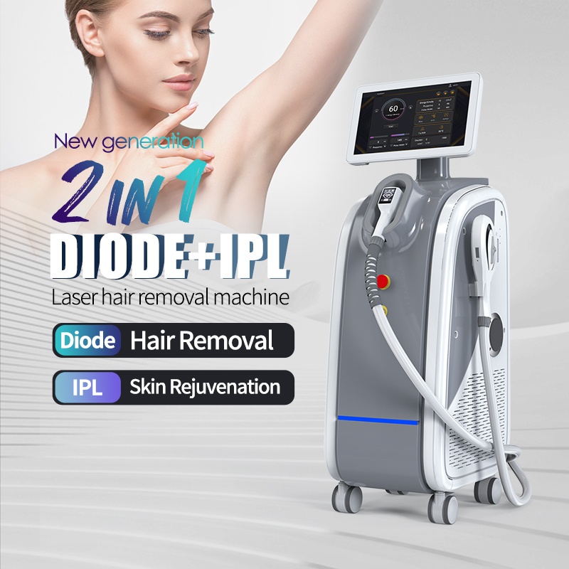 2025 KES New Product 2 IN 1 Diode Laser and IPL Hair Removal Machine Double Handle Laser Painless Hair Removal For Factory Price