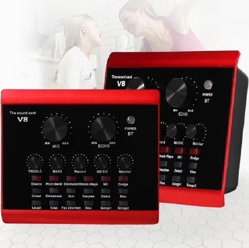 Горячая Распродажа V8 профессиональный мобильный телефон компьютер живой звук карта используется для пения запись Настройка конденсаторный микрофон