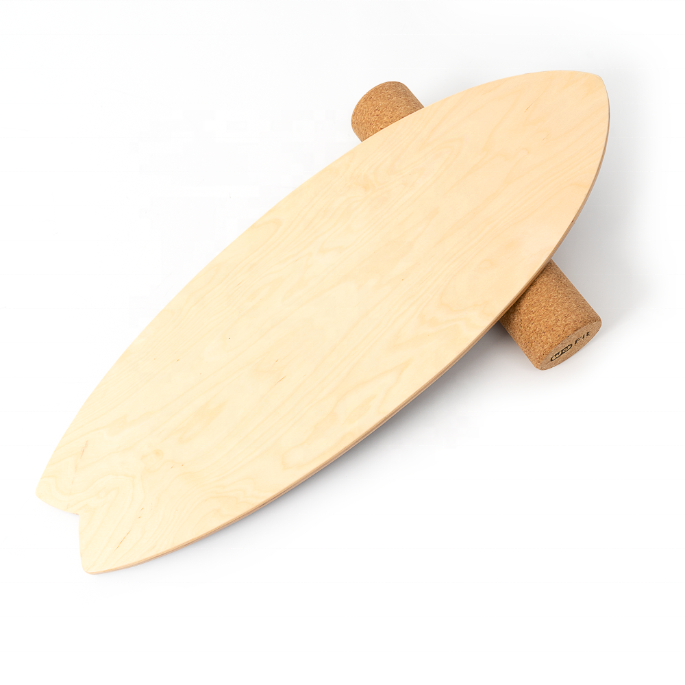 Hot selling high-quality maple indoor wooden skateboard surfboard Cork roller balance board