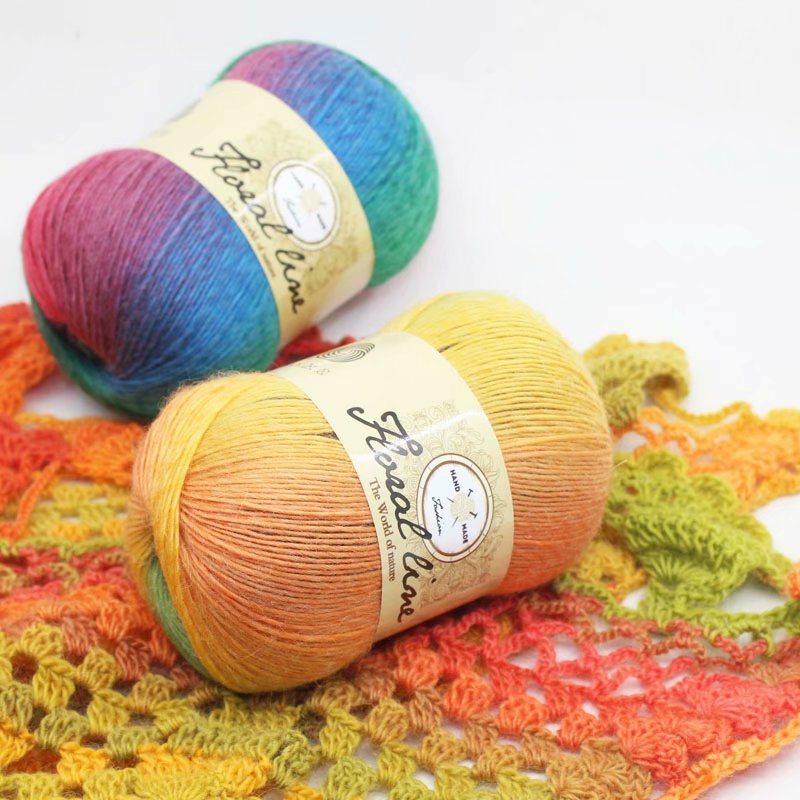 wholesale space dye DIY organic wool hand-knitting blended yarn