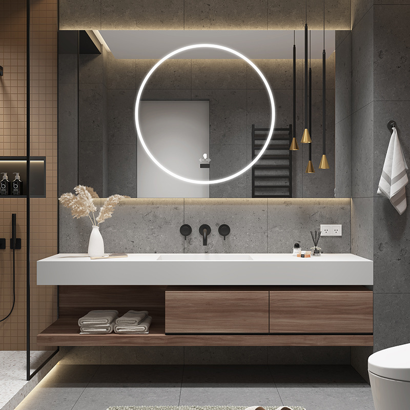 Modern Design Modular Wall Hanging Bathroom Vanity Steel Sink Cabinets with Mirror for Home Use Bathroom Furniture