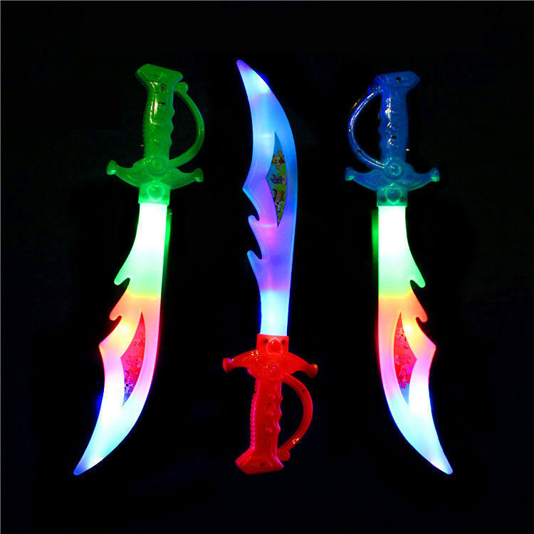 Hot Selling Plastic LED Light Sword Machete Silent Type Flashing Light Up Cheap Children Light Saber Kids Role Play Game Toys