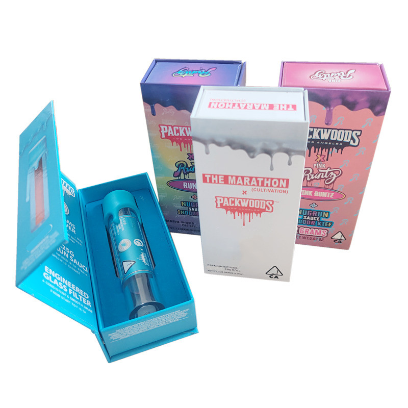 Packwoods Cookies Runty E-cigarette Package Tube Pre Rolls Packaging Joints Childproof Silicone Cap Empty Tubes with Gift Boxes
